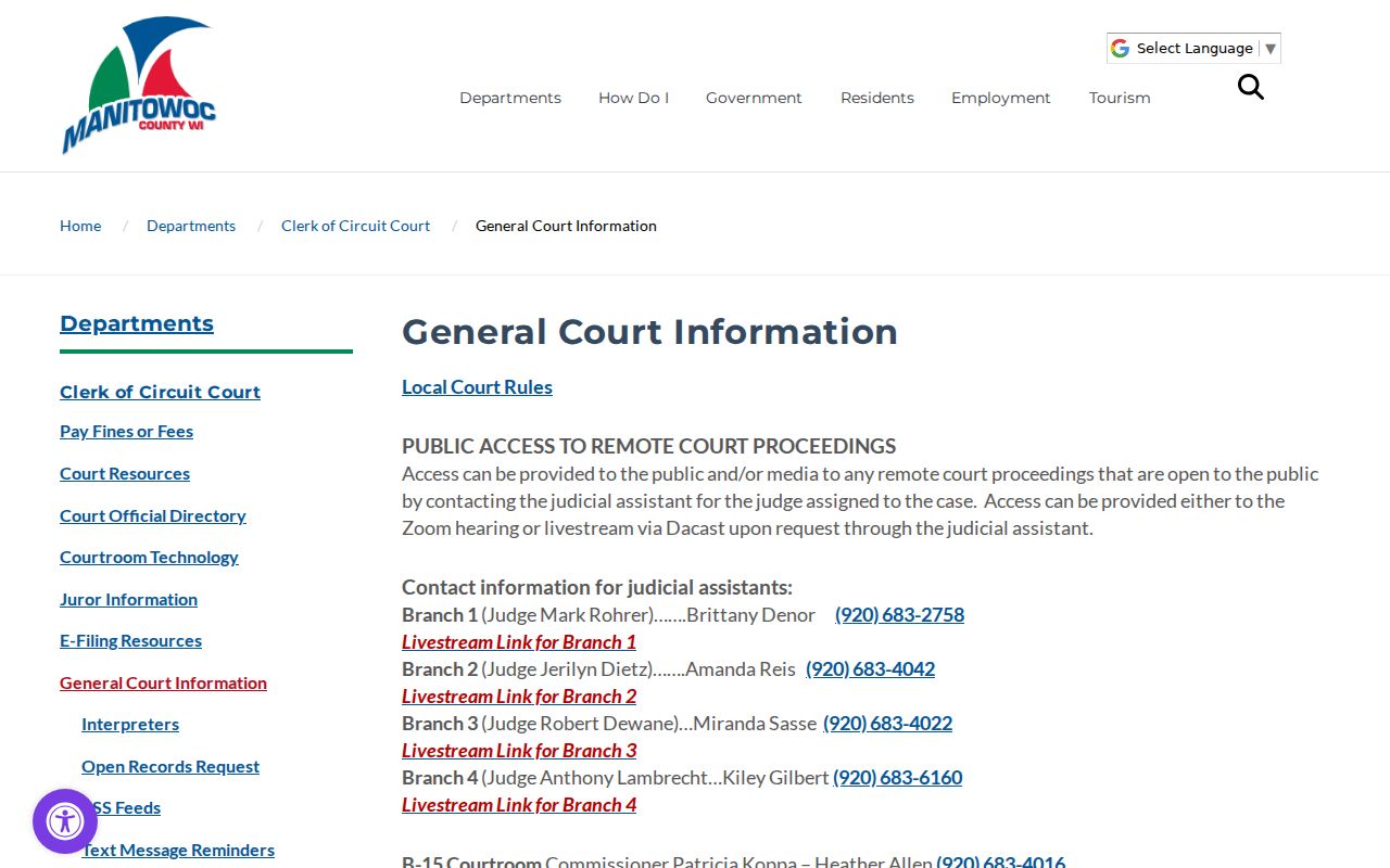 Manitowoc County court records after an arrest and booking