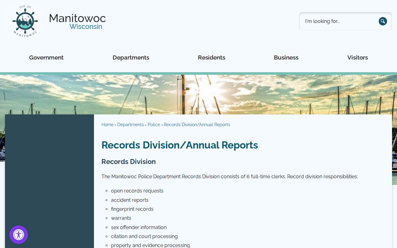 Manitowoc Police Records Division criminal history resources