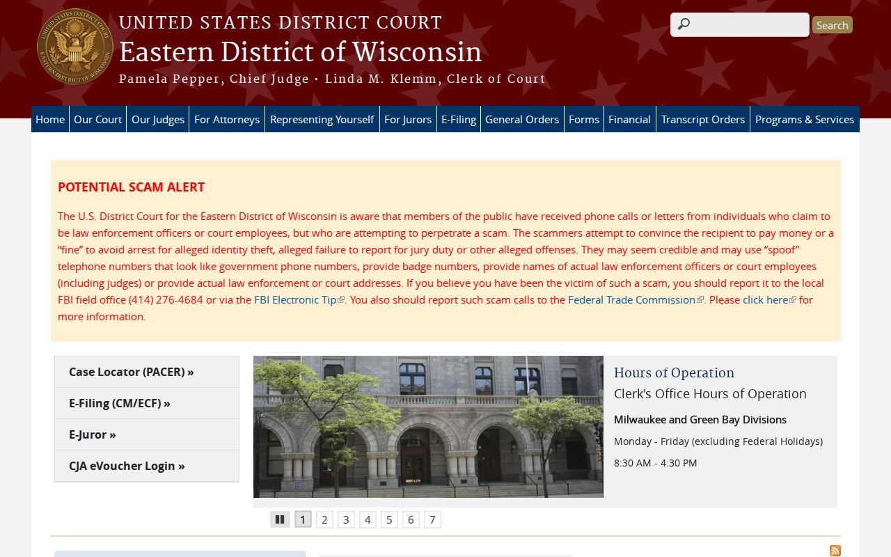 Two Rivers criminal history Eastern District of Wisconsin court page