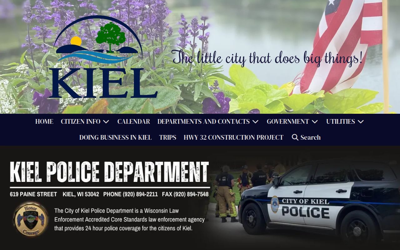 Kiel Police Department criminal history records page